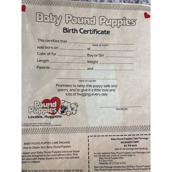 Pound Puppies Plush Toy 1986 Tonka Corp with Diaper and Blanket - Picture 8 of 16